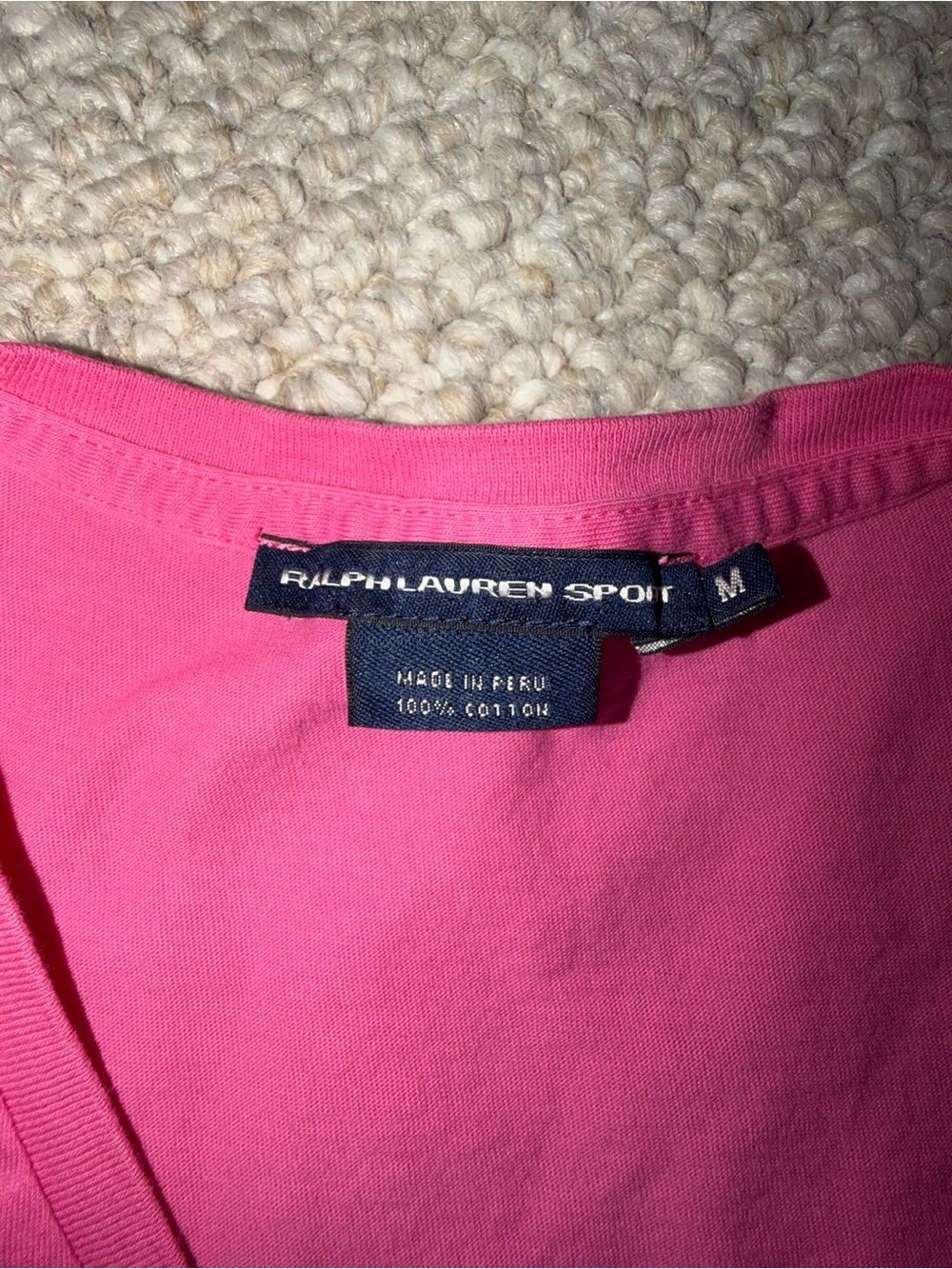 Ralph Lauren Sport Pink 100% Cotton Long Sleeve V-Neck Tee Medium - Picture 4 of 8